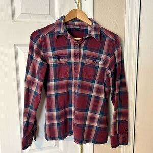 Patagonia Burgundy and Navy Plaid Button-Down Shirt